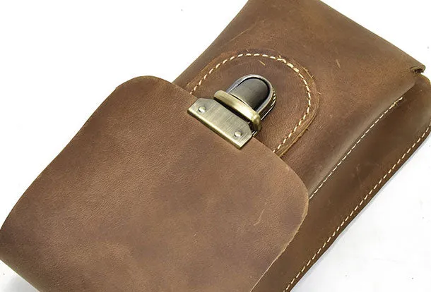 Handmade Leather Mens Cell Phone Holsters Waist Bags Hip Pack Belt Bag for Men