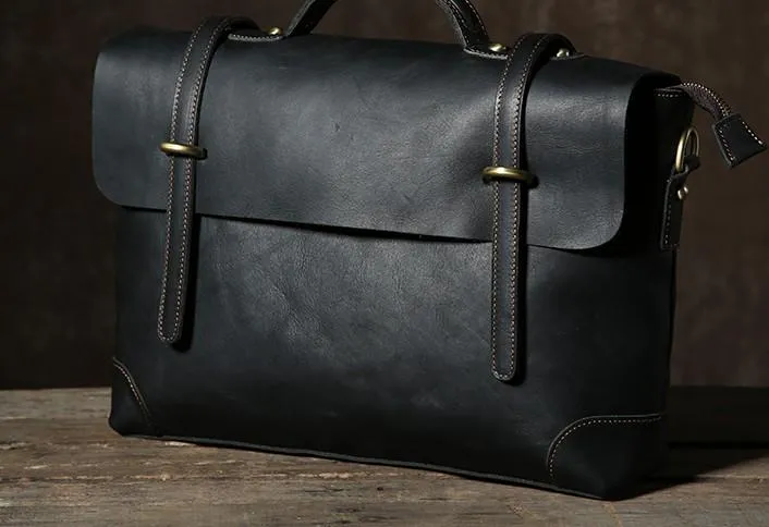 Handmade Leather Mens Cool Messenger Bag Briefcase Work Bag Business Bag Laptop Bag for men