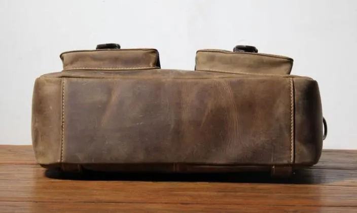 Handmade Leather Mens Cool Messenger Bag Work Bag Backpack Travel Bag Briefcase Bag for men