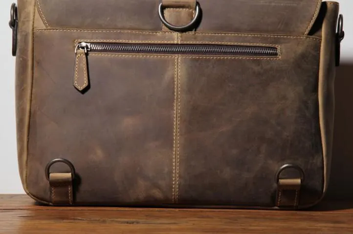 Handmade Leather Mens Cool Messenger Bag Work Bag Backpack Travel Bag Briefcase Bag for men