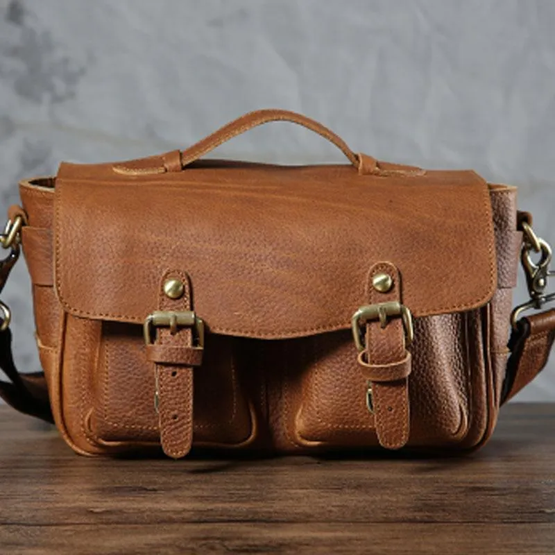 Handmade Leather Mens Cool Shoulder Bag Messenger Bag Camera Bag Cycling Bag for men