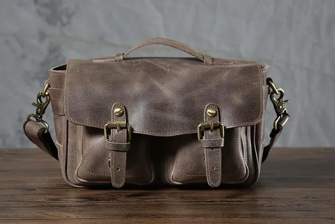 Handmade Leather Mens Cool Shoulder Bag Messenger Bag Camera Bag Cycling Bag for men