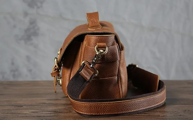Handmade Leather Mens Cool Shoulder Bag Messenger Bag Camera Bag Cycling Bag for men