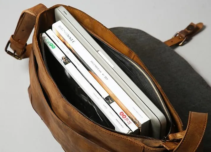 Handmade Leather Mens Cool Shoulder Bag Messenger Bag for men