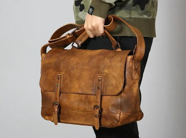 Handmade Leather Mens Cool Shoulder Bag Messenger Bag for men
