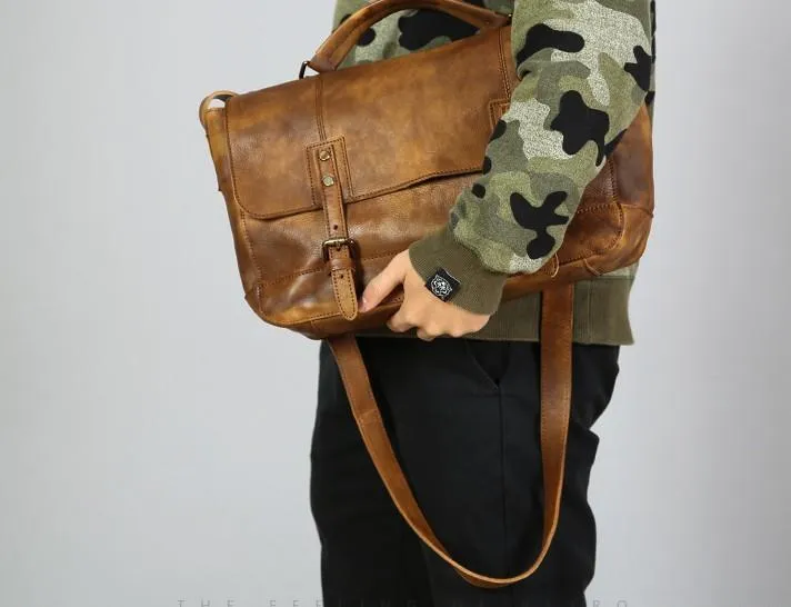 Handmade Leather Mens Cool Shoulder Bag Messenger Bag for men