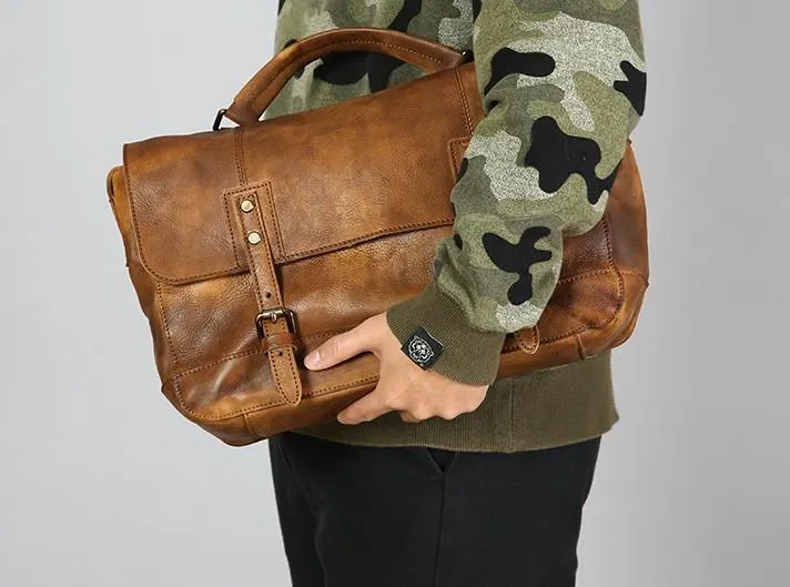 Handmade Leather Mens Cool Shoulder Bag Messenger Bag for men