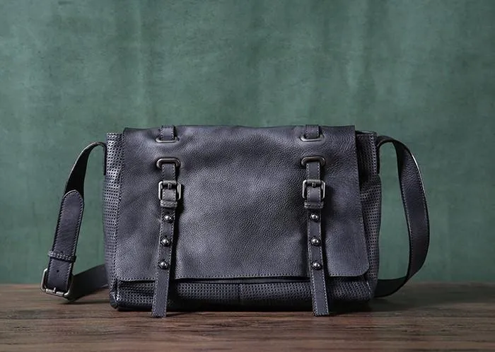 Handmade Leather Mens Cool Shoulder Bags Messenger Bag Cycling Bag for men