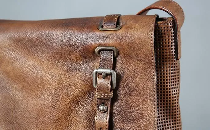 Handmade Leather Mens Cool Shoulder Bags Messenger Bag Cycling Bag for men