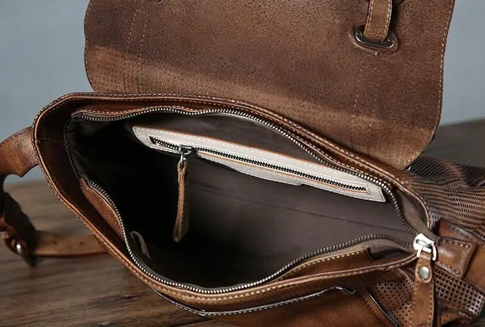Handmade Leather Mens Cool Shoulder Bags Messenger Bag Cycling Bag for men