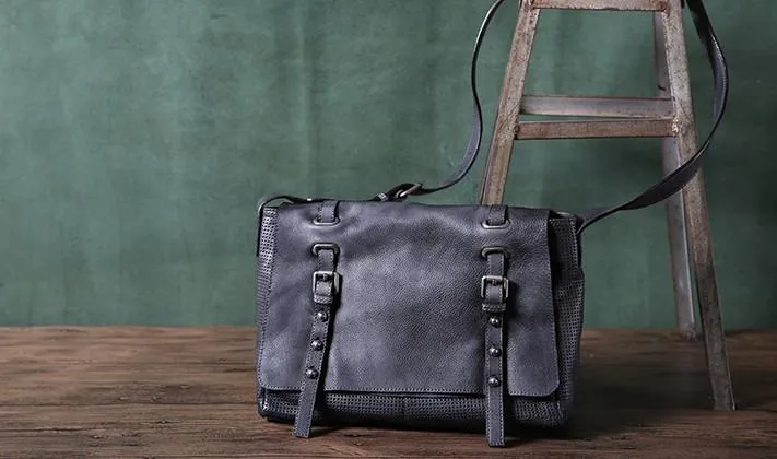 Handmade Leather Mens Cool Shoulder Bags Messenger Bag Cycling Bag for men