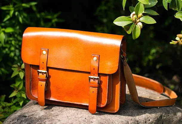 Handmade leather mens Messenger Bags School shoulder bags for Men