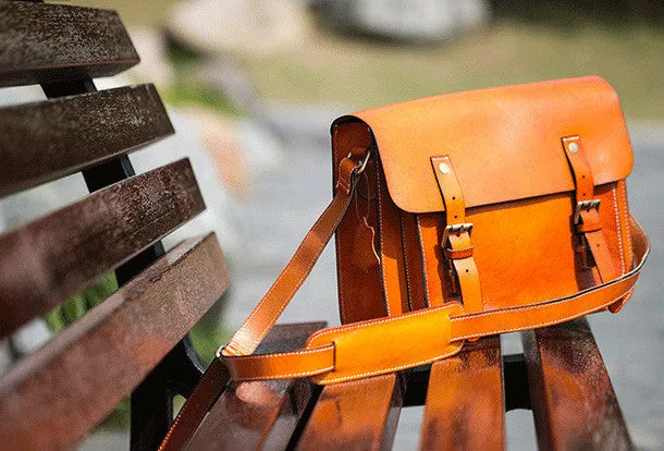 Handmade leather mens Messenger Bags School shoulder bags for Men