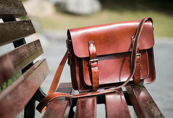 Handmade leather mens Messenger Bags School shoulder bags for Men