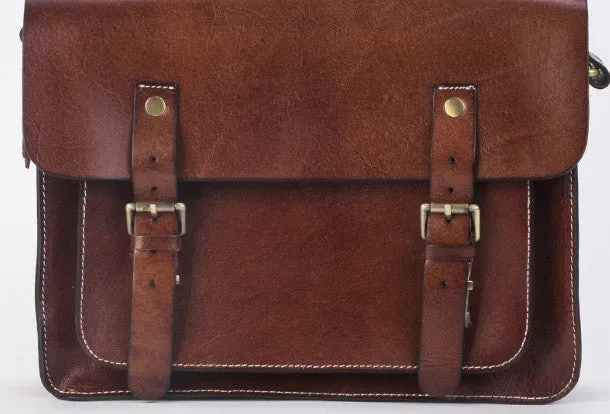 Handmade leather mens Messenger Bags School shoulder bags for Men