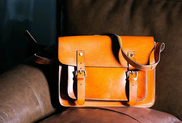 Handmade leather mens Messenger Bags School shoulder bags for Men
