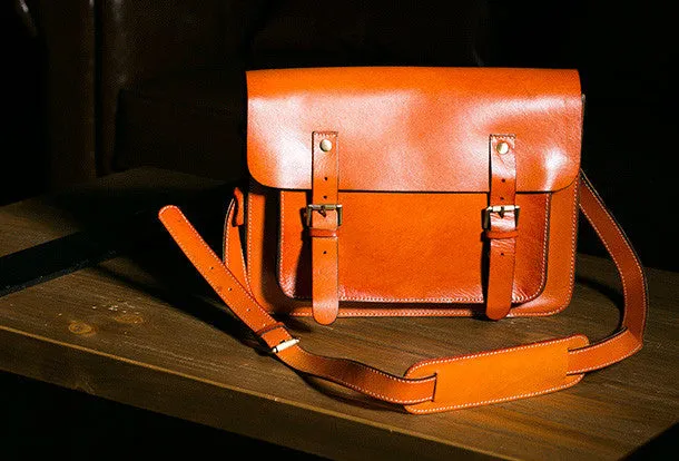 Handmade leather mens Messenger Bags School shoulder bags for Men