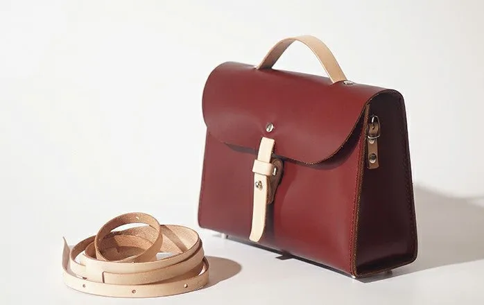 Handmade Leather Red Womens Handbag Fashion Shoulder Bag for Women