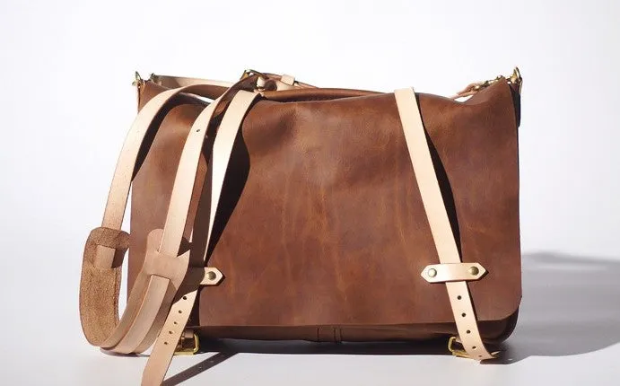 Handmade Leather Tan Mens Messenger Bag Cool Handbag Briefcase for Men