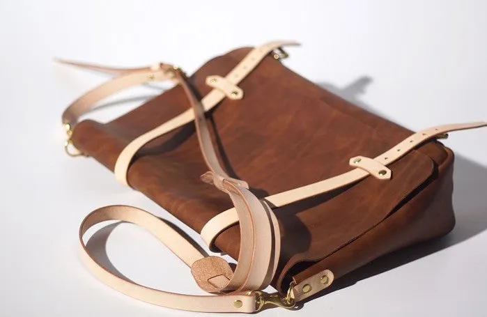Handmade Leather Tan Mens Messenger Bag Cool Handbag Briefcase for Men