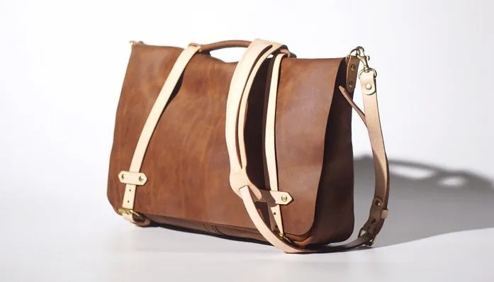 Handmade Leather Tan Mens Messenger Bag Cool Handbag Briefcase for Men
