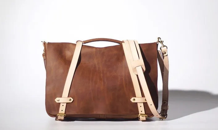 Handmade Leather Tan Mens Messenger Bag Cool Handbag Briefcase for Men