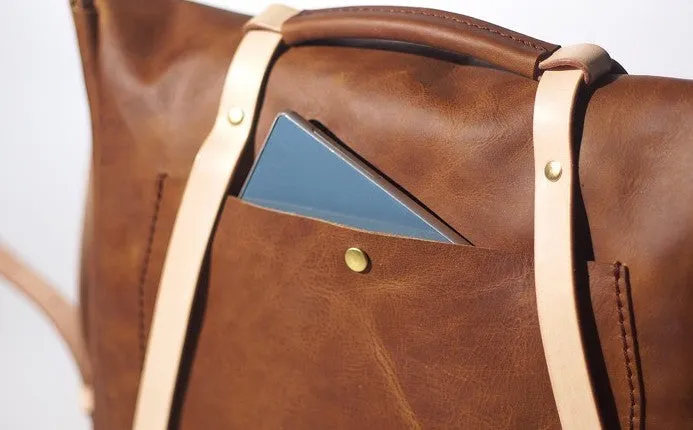 Handmade Leather Tan Mens Messenger Bag Cool Handbag Briefcase for Men