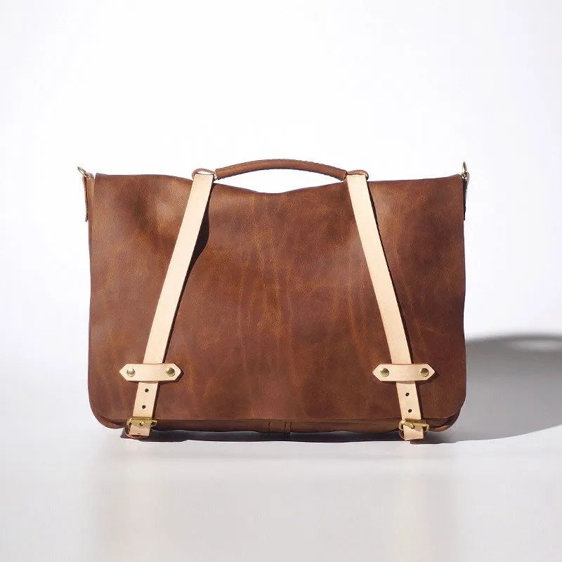 Handmade Leather Tan Mens Messenger Bag Cool Handbag Briefcase for Men
