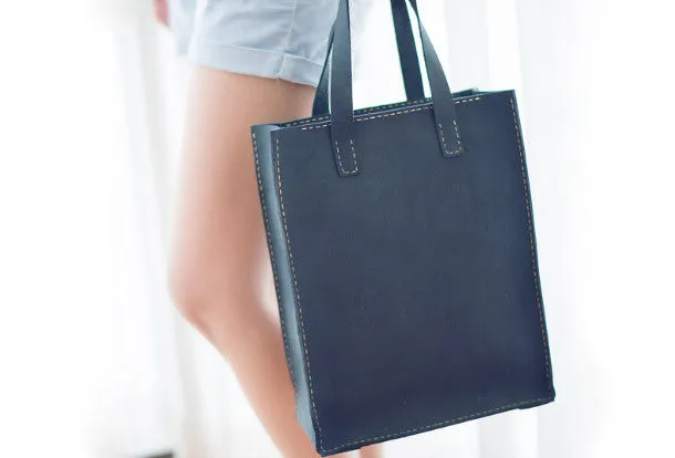 Handmade Leather tote handbag bag vintage purse women leather zip