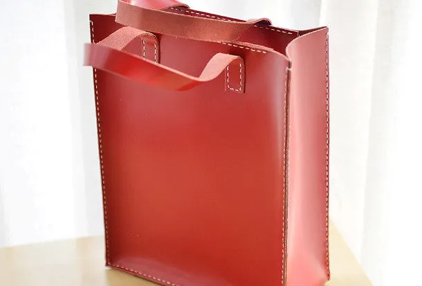 Handmade Leather tote handbag bag vintage purse women leather zip