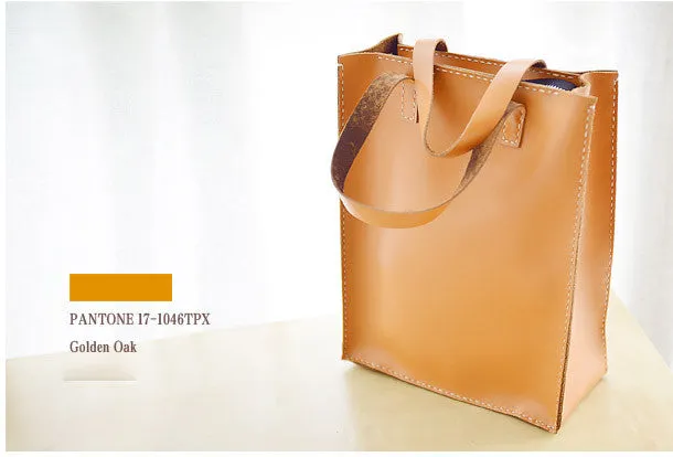 Handmade Leather tote handbag bag vintage purse women leather zip