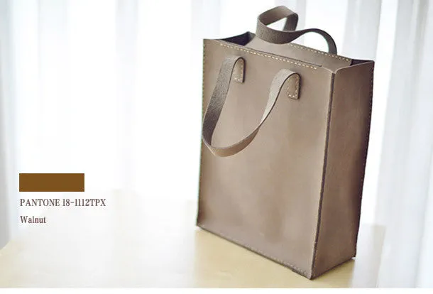 Handmade Leather tote handbag bag vintage purse women leather zip