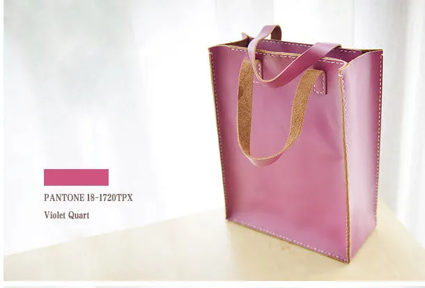 Handmade Leather tote handbag bag vintage purse women leather zip