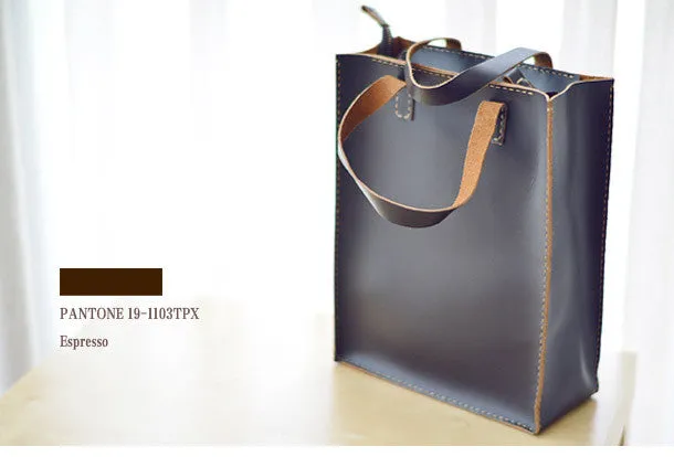 Handmade Leather tote handbag bag vintage purse women leather zip