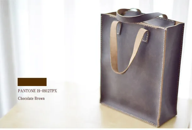 Handmade Leather tote handbag bag vintage purse women leather zip