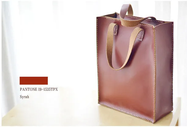 Handmade Leather tote handbag bag vintage purse women leather zip