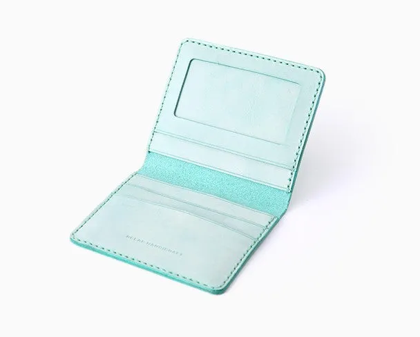 Handmade Leather Womens Slim License Wallet Front Pocket Wallet Slim Card Wallet for Women