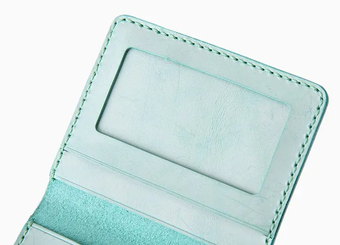 Handmade Leather Womens Slim License Wallet Front Pocket Wallet Slim Card Wallet for Women