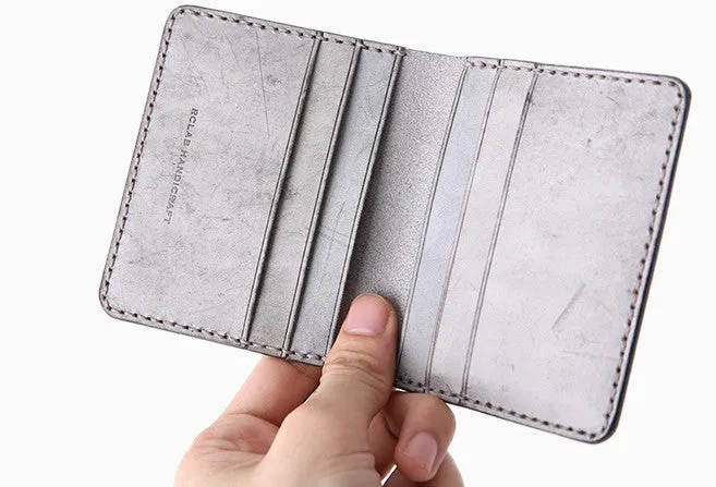 Handmade Leather Womens Slim License Wallet Front Pocket Wallet Slim Card Wallet for Women