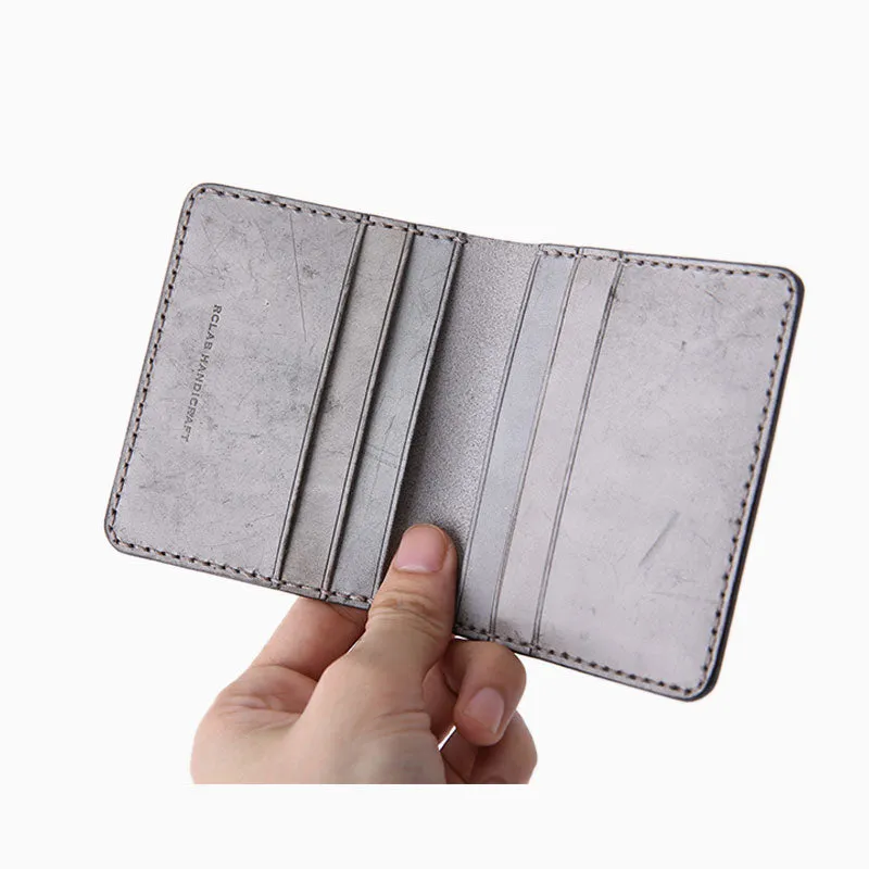 Handmade Leather Womens Slim License Wallet Front Pocket Wallet Slim Card Wallet for Women
