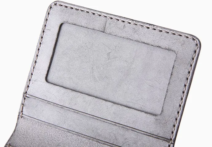 Handmade Leather Womens Slim License Wallet Front Pocket Wallet Slim Card Wallet for Women