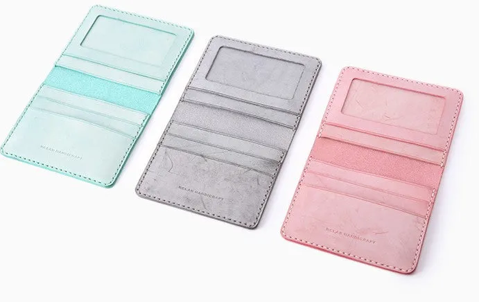 Handmade Leather Womens Slim License Wallet Front Pocket Wallet Slim Card Wallet for Women