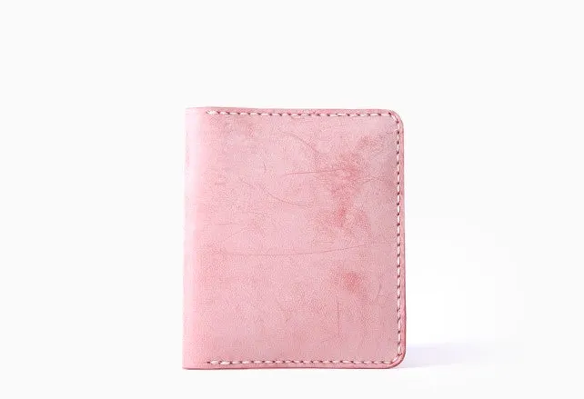 Handmade Leather Womens Slim License Wallet Front Pocket Wallet Slim Card Wallet for Women