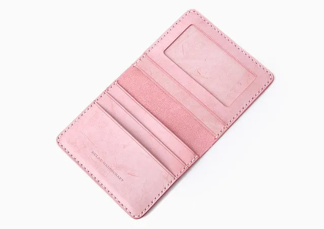 Handmade Leather Womens Slim License Wallet Front Pocket Wallet Slim Card Wallet for Women