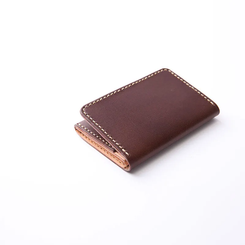 Handmade Leather Womens Small Card Wallet Front Pocket Wallet Card Holder for Women
