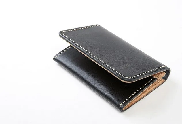 Handmade Leather Womens Small Card Wallet Front Pocket Wallet Card Holder for Women