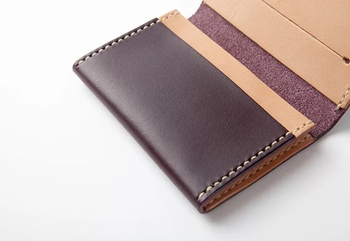 Handmade Leather Womens Small Card Wallet Front Pocket Wallet Card Holder for Women