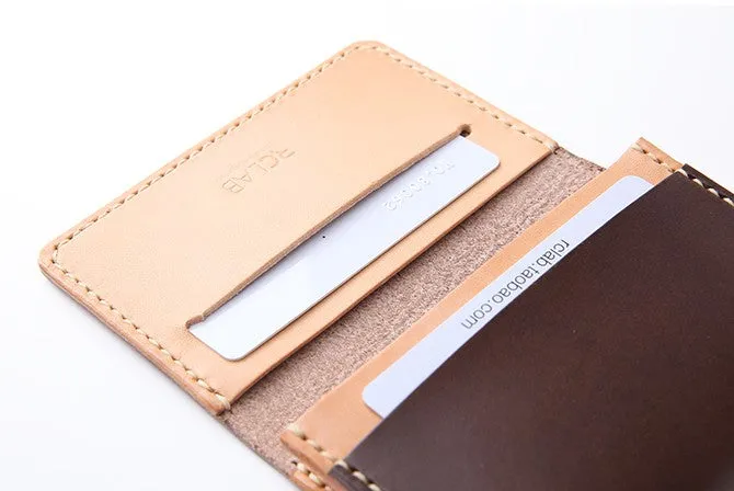 Handmade Leather Womens Small Card Wallet Front Pocket Wallet Card Holder for Women