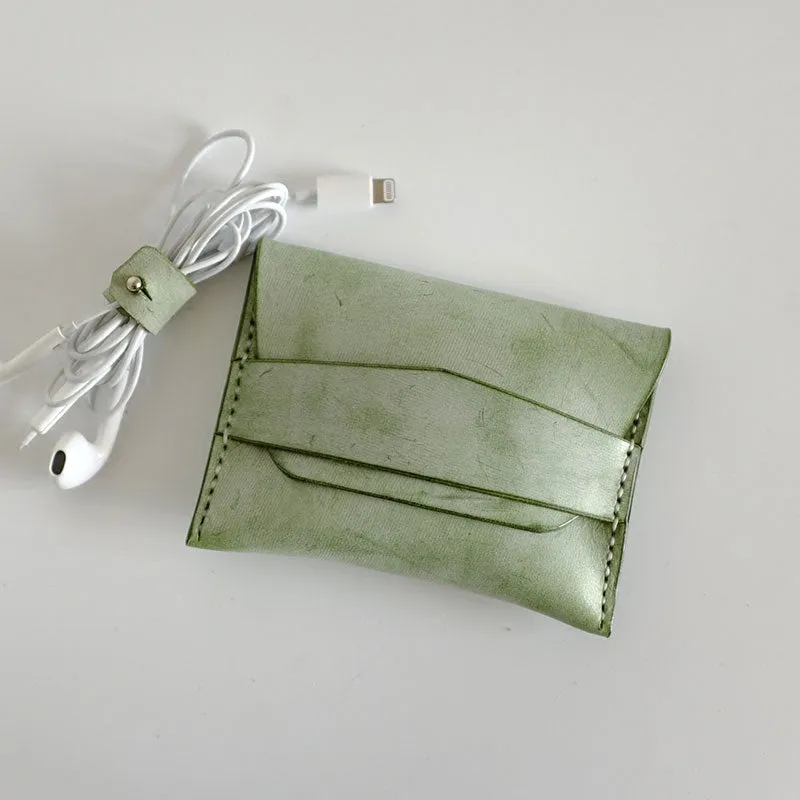 Handmade LEATHER Womens Small Card Wallet Leather Small Coin Change Wallet FOR Women