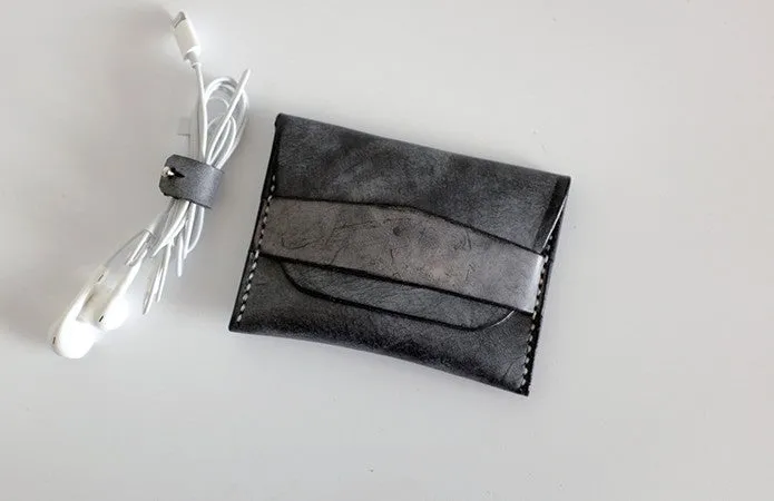 Handmade LEATHER Womens Small Card Wallet Leather Small Coin Change Wallet FOR Women